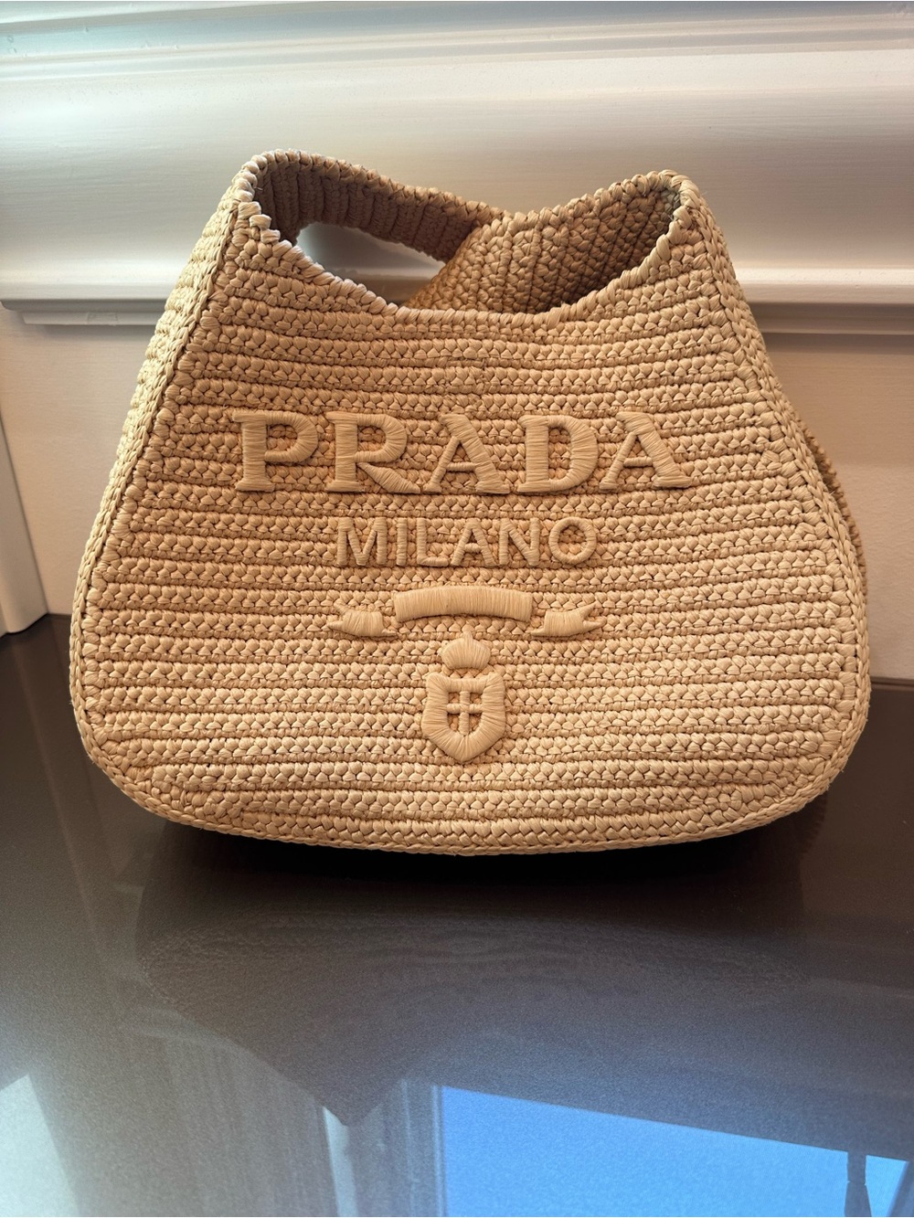 Prada Milano Beige Raffia Bag Perfect Condition Never Used